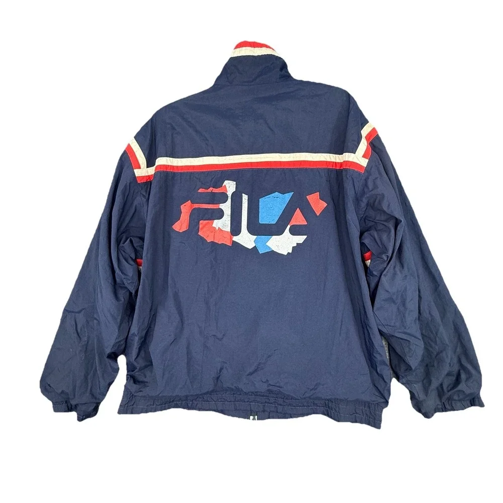Vintage FILA Full Zip‎ Windbreaker Jacket Mens 2XL Blue Color Block